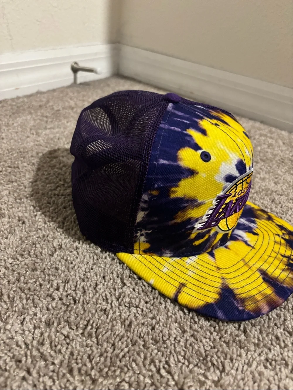 Tie-Dye Snapback Cap - Yellow & Purple